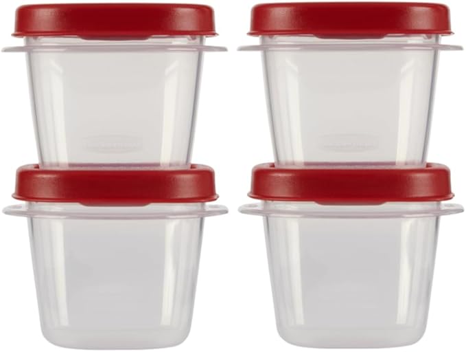 Food Storage Containers, Half Cup Food Storage Containers, 9 Peice Set, Easy Find Lids, 4 Containers, 4 Lids Chalk Pen And Chalk Labels