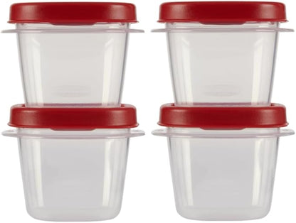Food Storage Containers, Half Cup Food Storage Containers, 9 Peice Set, Easy Find Lids, 4 Containers, 4 Lids Chalk Pen And Chalk Labels