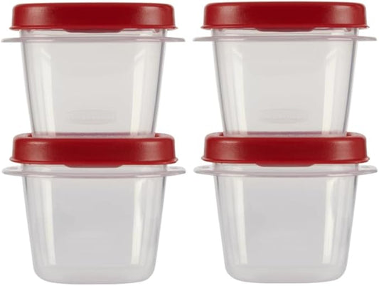 Food Storage Containers, Half Cup Food Storage Containers, 9 Peice Set, Easy Find Lids, 4 Containers, 4 Lids Chalk Pen And Chalk Labels