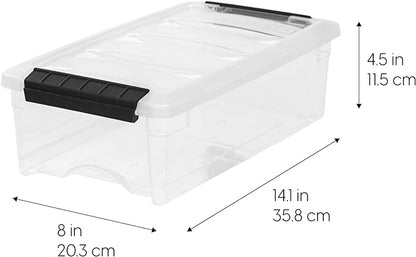 IRIS USA 6 Qt Stackable Plastic Storage Bins with Lids, 10 Pack - BPA-Free, Made in USA - See-Through Organizing Solution, Latches, Durable Nestable Containers, Secure Pull Handle - Clear
