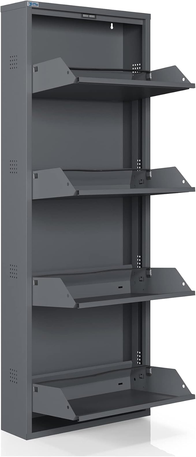 CEHA 4 Tier Metal Shoe Cabinet with Cover, Durable Shoe Storage Organizer for Entryway, Space Saving Shoe Shelf Closet with Side Ventilation Holes, 5.91" x 53.5" x 19.68", Anthracite