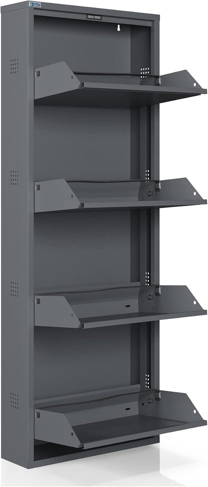 CEHA 4 Tier Metal Shoe Cabinet with Cover, Durable Shoe Storage Organizer for Entryway, Space Saving Shoe Shelf Closet with Side Ventilation Holes, 5.91" x 53.5" x 19.68", Anthracite
