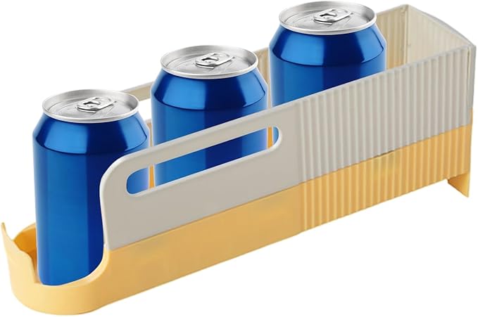 Refrigerator Drink Holder - Soda and Juice Can Organizer for Chilled Storage | Transparent PET Material with Feed Design, Compact Stackable System, Kitchen Cooling Management 13.3in