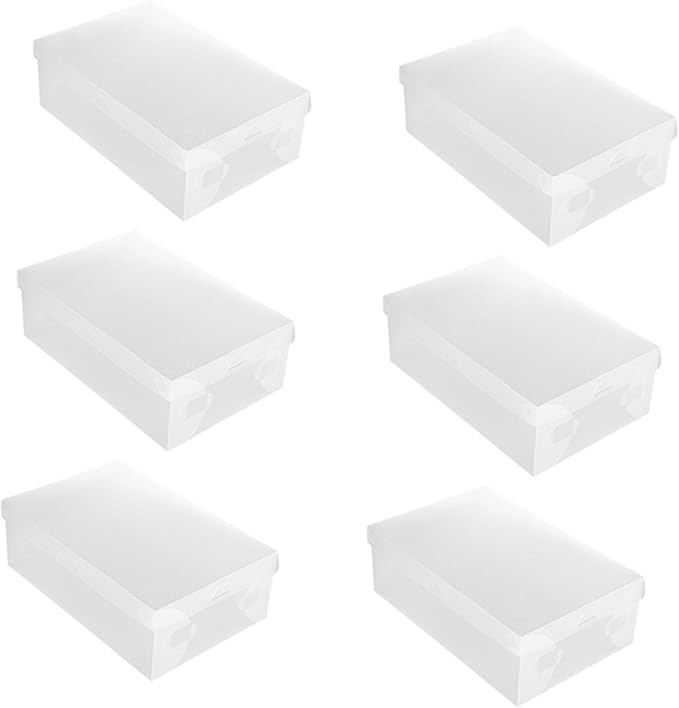 Garneck 6pcs Plastic Flip Shoe Box Cubby Organizers Lids Storage Boxes for Shoes Home Office