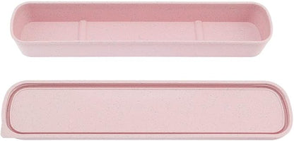1pcs Portable Flatware Box Travel Tableware Storage Case Box, Utensil Case Flatware Storage Box for Cutlery Kit, 9.84 x 2.40 inch (Pink)