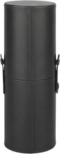 UPSTORE Portable Makeup Brush Case Black PU Leather Cosmetic Makeup Brush Holder Organizer for Short Brushes Cylindrical Design with Snap Closure 9 x 3.1 inch