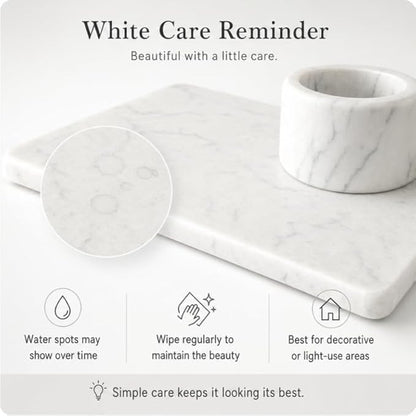 2PCS Water Absorbing Stone Drying Tray for Kitchen Counter & Bathroom Sink, Diatomite Faucet Splash Guard, Soap Dispenser Rack & Sponge Holder Caddy Organizer, Marble White (Printed Pattern), 9"x 3.5"