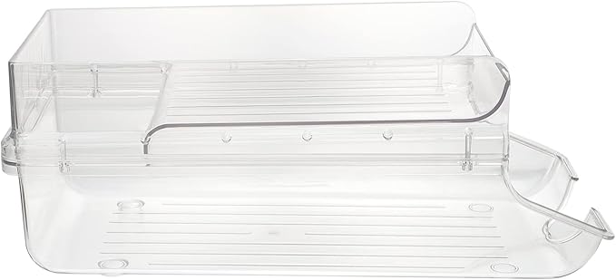 Mobestech Double Beverage Can Organizer for Fridge Transparent Soda Holder Rack Efficient Storage for Kitchen and Pantry Space-saving Design for Easy Access