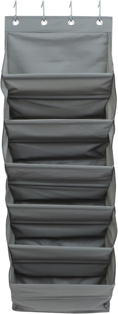 LALAFINA Wall-mounted Multi-layer Hanging Storage Bag, 6-layer Gray Fabric Organizer, Over-the-door Shoe and Household Item Holder, Large Capacity Non-woven Door Back Pocket Organizer