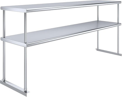72" x18" NSF Stainless Steel Double Overshelf | 18-Gauge Heavy-Duty | Includes Brackets