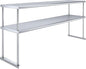 72" x18" NSF Stainless Steel Double Overshelf | 18-Gauge Heavy-Duty | Includes Brackets