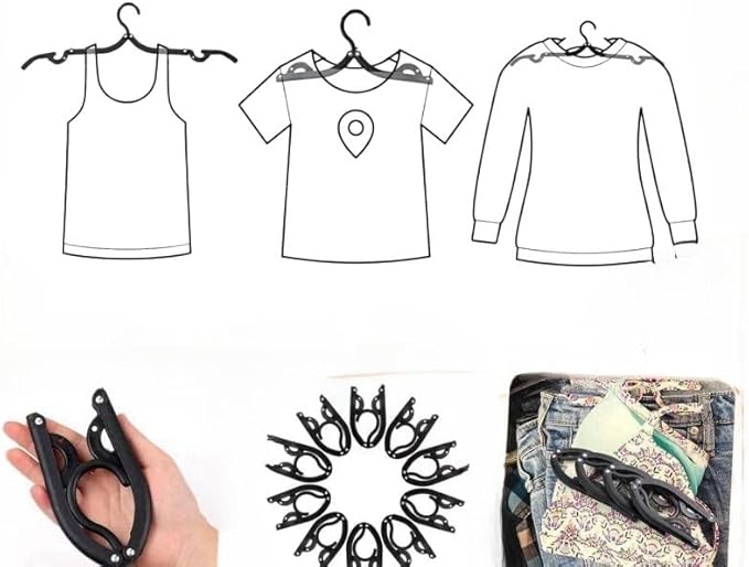 40Pcs FoldableTravel Hangers Space Saving Portable Folding Coat Hangers Travel Accessories Essentials for Traveling Camping Flying RV Cruises Suitcase Clothes Drying Rack Black40