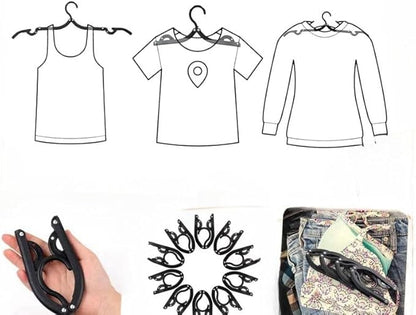 40Pcs FoldableTravel Hangers Space Saving Portable Folding Coat Hangers Travel Accessories Essentials for Traveling Camping Flying RV Cruises Suitcase Clothes Drying Rack Black40