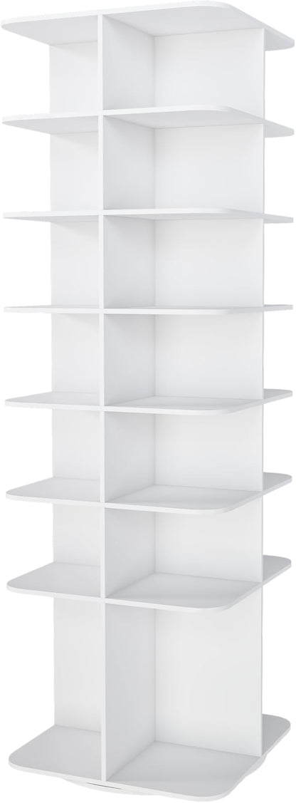 Runboll 7-Tier Rotating Shoe Rack Tower Spinning Shoe Display Lazy Susan Tower, Free Standing 360 Revolving Shoe Storage Organizer for Living Room Entryway Doorway