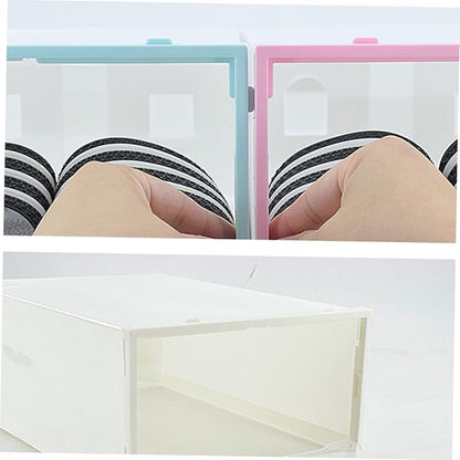 6pcs Shoes Storage Box Plastic Shoe Container Stackable Organizer Bin for Home Kitchen Office Closet