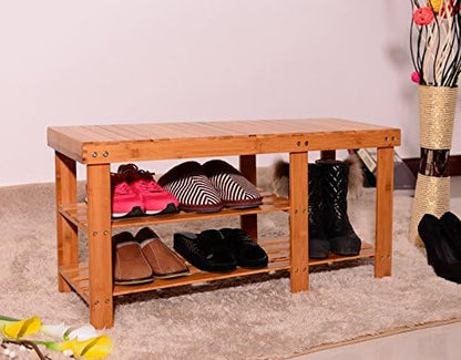 None/Brand Bamboo Shoe Rack with Storage Shelf, Three-Layer Wooden Shoe Rack, can Hold 551 pounds, Very Suitable for Corridor, Bathroom, Living Room and Corridor Entrance (Wood Color(Boots Version))
