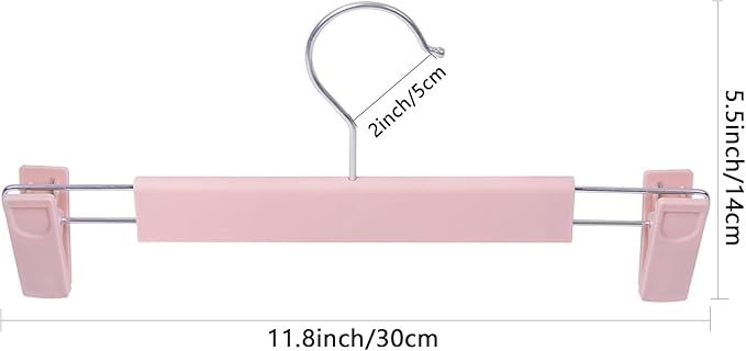 NORTHERN BROTHERS Pants Hangers with Clips Skirt Hangers for Women, Heavy Duty, Plastic Clip Hangers for Pants Clothes Trousers Shorts (30pack, Pink)