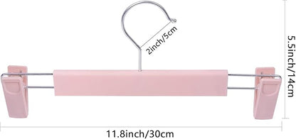 NORTHERN BROTHERS Pants Hangers with Clips Skirt Hangers for Women, Heavy Duty, Plastic Clip Hangers for Pants Clothes Trousers Shorts (30pack, Pink)