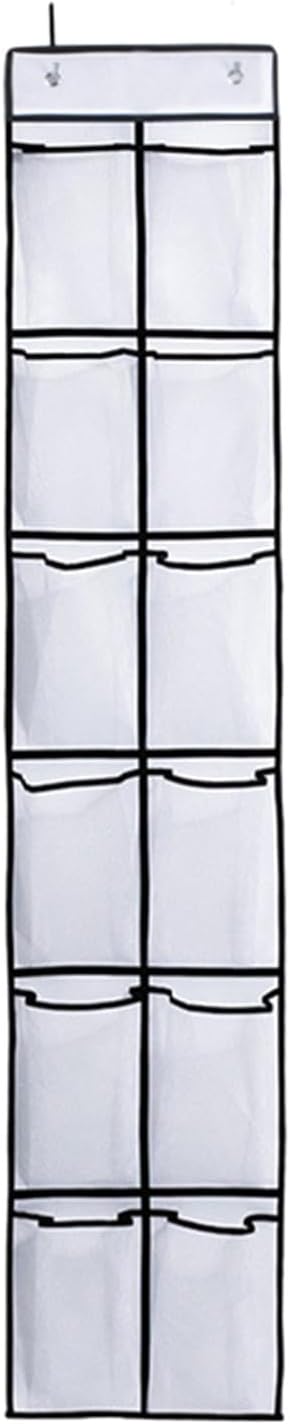 Over The Door Shoe Organizers, 2024 New 12 Large Pockets Hanging Shoe Organizer, Shoe Rack for Closet Entryway Bedroom Bathroom Pantry Shoe Holder, 2 Metal Hook