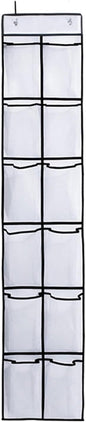 Over The Door Shoe Organizers, 2024 New 12 Large Pockets Hanging Shoe Organizer, Shoe Rack for Closet Entryway Bedroom Bathroom Pantry Shoe Holder, 2 Metal Hook