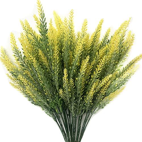 CATTREE Artificial Lavender, Plastic Plants Fake Flowers Bouquet Home Bridal Wedding Office Party Garden Balcony Indoor Outdoor DIY Centerpieces Arrangements Simulation Craft Decoration Yellow 4pcs by CATTREE