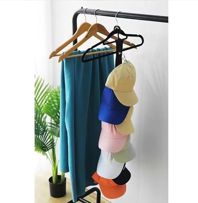 Hat Rack for Baseball Caps Hat Organizer Holder for Over The Door &Wall, 8 Clips Holds Up to 8 Caps, Hat Storage for Closet, Baseball Cap Rack for Wall Hanger, Comes with 2 Metal Wall Hooks