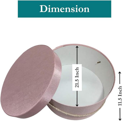 Sarah's Hat Boxes Classic Pink Hat Box – 21.5" x 11.5" (Dia. x Ht.) Handmade in USA – Odorless Non-Toxic Adhesive, Cording Handle – Premium Storage for Hats & Accessories