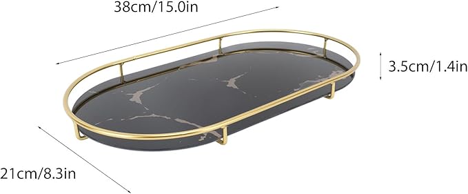 Oval Bathroom Organizer Tray Vanity Countertop Decor with Non-Slip Base for Towel Cosmetic Jewelry and Napkin Storage