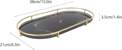 Oval Bathroom Organizer Tray Vanity Countertop Decor with Non-Slip Base for Towel Cosmetic Jewelry and Napkin Storage