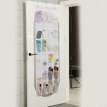 Shoe Holder For Doors Over Door Shoe Rack Hanging Shoe Organiser with Multi Pocket Hanging Bag for Closet Space Saver Stores Shoes and Accessories(24 Pocket gray)