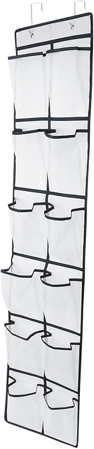 GOMAJI 12 Large Pockets Over Door Hanging Shoe Organizer, White