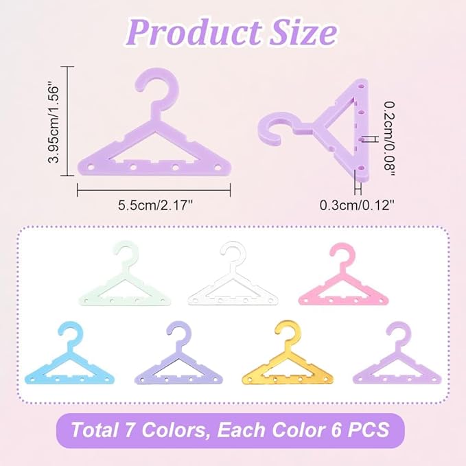 PH PandaHall 42pcs Clothes Hanger Earring Holder Necklace Mini Hanger Rack Jewelry Display Dangle Earring Hanging Organizer Acrylic Ear Studs Display Rack for Retail Show Personal Exhibition