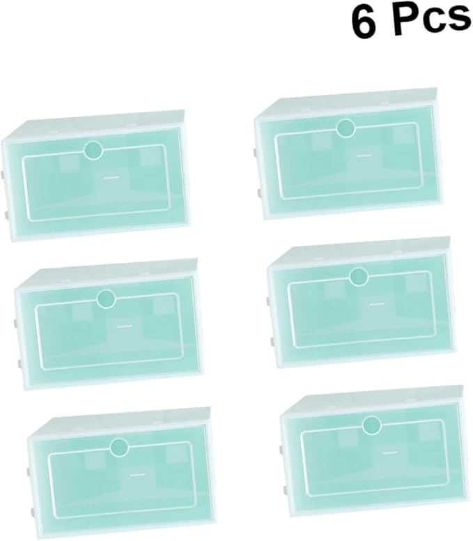 Toyvian 6PCS 6pcs Transparent Stackable Shoe Storage Boxes Thickened Plastic Shoe Containers with Front Door for Sneakers for Closet and Living Space Green Small