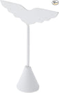 Plymor White Faux Leather Wing Shaped, Three Pair Earring Display Stand, 3" W x 1.25" D x 4.75" H (Pack of 12)