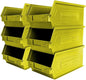 6-Pack Storage Bins, Wall Mount, Stackable & Freestanding, 12”x 8” x 6” Plastic Organizers, Utility Containers for Garage, Home, Workshop, Yellow