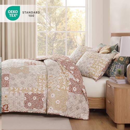 Twin Quilt Set-2 Pieces Soft Twin Bedspread Floral Patchwork Quilt - Image 4
