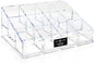 Isaac Jacobs Clear Acrylic 12 Compartment Nail Polish Holder, Organizer for Makeup, Essential Oils, Storage Solution, Rack Display (3 Rows (x4))