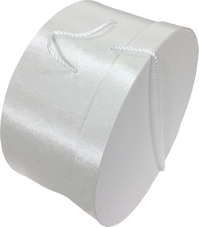Sarah's Hat Boxes Classic White Hat Box – 16.75" x 8.5" (Dia. x Ht.) Handmade in USA – Odorless Non-Toxic Adhesive, Cording Handle – Premium Storage for Hats & Accessories