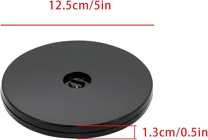 4 Pcs Black 5 inch Acrylic Lazy Susan Rotating Turntable Organizer Bearings - Round Swivel Plate for Spice Rack, Table, Cake, Kitchen Pantry