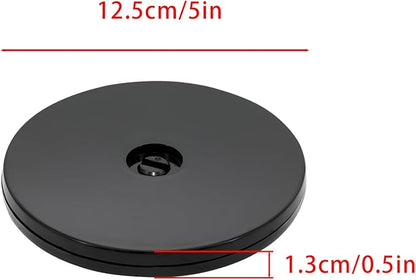 4 Pcs Black 5 inch Acrylic Lazy Susan Rotating Turntable Organizer Bearings - Round Swivel Plate for Spice Rack, Table, Cake, Kitchen Pantry
