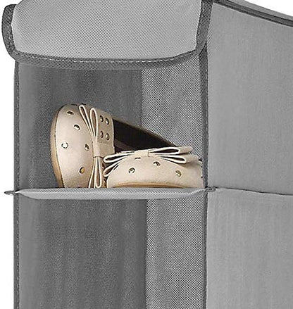 Whitmor Hanging Shoe Organizer, 8 Shelves-Hanging Closet Organizer, Hanging Shoe Rack for Small Closet, Hanging Shelves for Storage Shoes Clothes 11.5" D x 5.5" W x 41" H, Grey