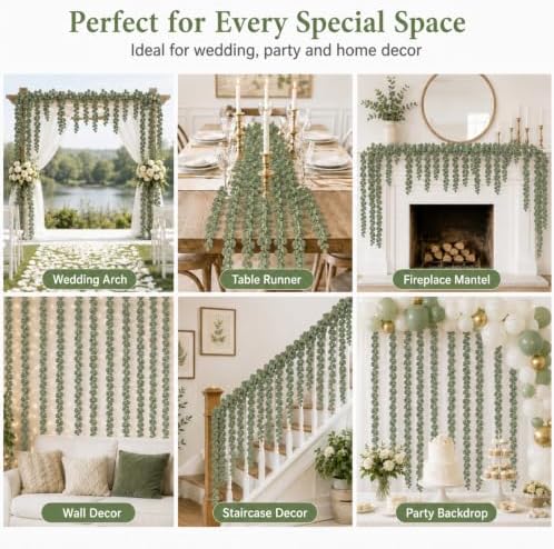 12 Pack Artificial Eucalyptus Garland, 94.4 FT Greenery for Wedding Decor - Image 5