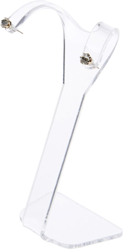 Plymor Clear Acrylic Divided Pair Hanging Earring Display Stand, 3.125" W x 1.75" D x 4.75" H (12 Pack)