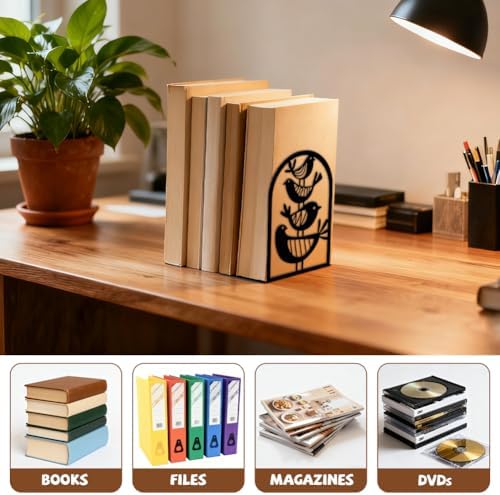 Peacoblue 4.7"x3.5"x7.1" Metal Bookends, Heavy Duty Book Ends for Shelves - Image 5