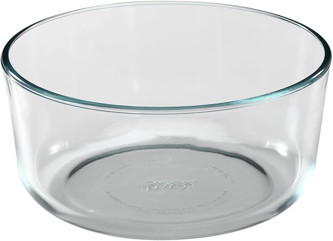 Pyrex Storage Plus 7-Cup Round Glass Food Storage Dish, Blue Cover, Pack of 2 - Original Genuine Made in the USA