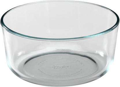 Pyrex Storage Plus 7-Cup Round Glass Food Storage Dish, Blue Cover, Pack of 2 - Original Genuine Made in the USA