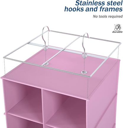 Libeder Hanging Shoe Organizer for Closet, Hanging Closet Organizers 20 Section Shoe Shelves, Space Saving Shoe Holder & Storage, Pink, 12''W×12''Dx 50''H