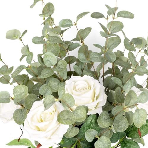 12 Pcs 27" Eucalyptus Stems Greenery Stems Eucalyptus Leaf Spray in Green Silk Plastic Plants Floral Artificial Plants for Home Party Wedding Decoration - Image 6