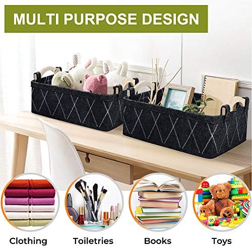 Gray Storage Baskets Bin Empty Basket Foldable Fabric Storage Cubes for Desks Drawers Shelves Pantry Cabinet Bathroom Office Sturdy Home Decor - Image 3
