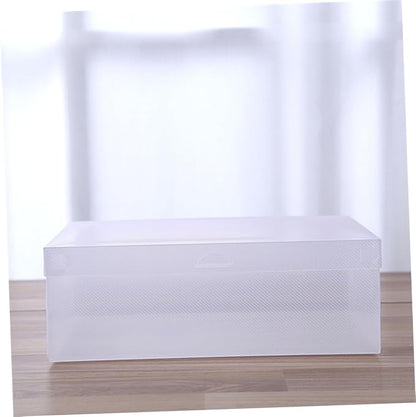 SHINEOFI 6pcs White Flip-top Shoe Storage Boxes 33x20x12cm Large Dustproof Plastic Shoe Organizers for Home Closet Space-saving Stackable Containers